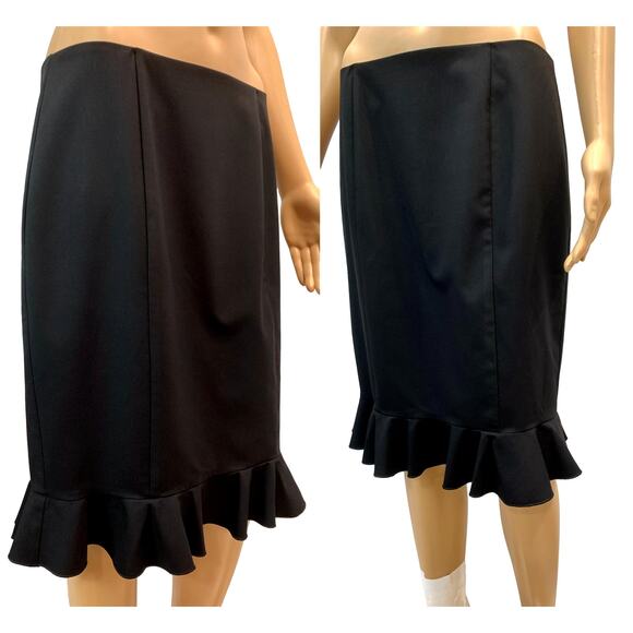 Trina Turk BLACK Pencil Skirt Flounce Hem | STRETCH | size 6 - Picture 5 of 9